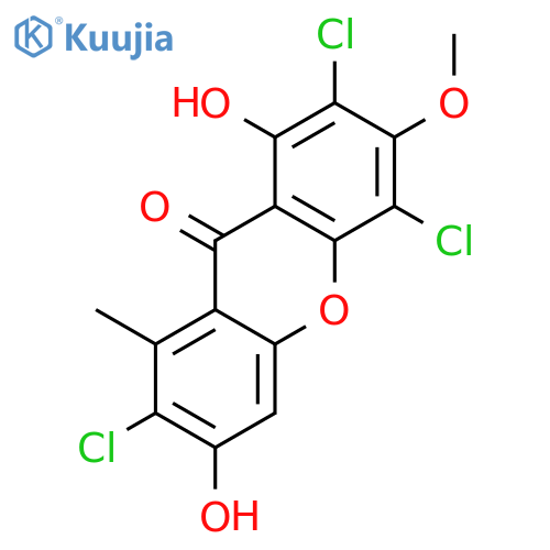 2,4,7-trichloro-1,6-dihydroxy-3-methoxy-8-methyl-9H-xanthen-9-one structure