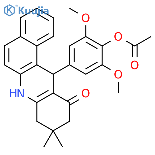 <br>4-(9,9-dimethyl-11-oxo-7,8,9,10,11,12-hexahydrobenzo[a]acridin-12-yl)-2,6-d imethoxyphenyl acetate structure