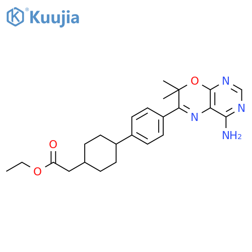 Ethyl 2-(4-(4-(4-amino-7,7-dimethyl-7H-pyrimido-4,5-b1,4oxazin-6-yl)phenyl)cyclohexyl)acetate structure