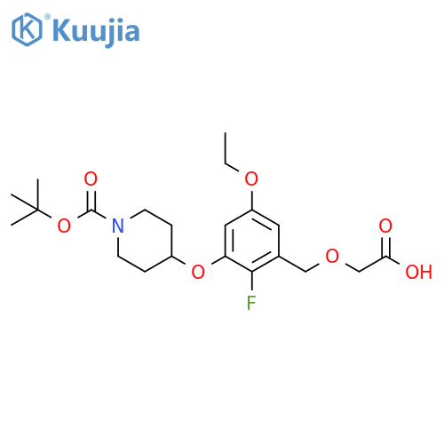 1-Piperidinecarboxylic acid,4-[3-[(carboxymethoxy)methyl]-5-ethoxy-2-fluorophenoxy]-,1-(1,1-dimethylethyl) ester structure