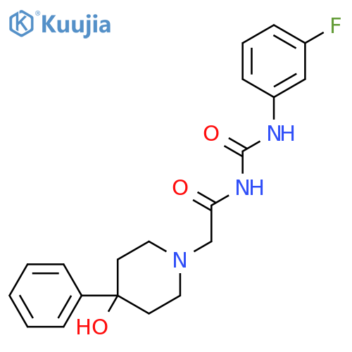 N-[(3-fluorophenyl)carbamoyl]-2-(4-hydroxy-4-phenylpiperidin-1-yl)acetamide structure