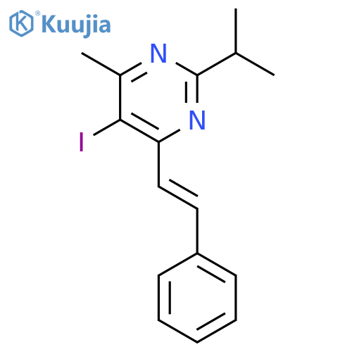 (E)-5-Iodo-2-isopropyl-4-methyl-6-styrylpyrimidine structure