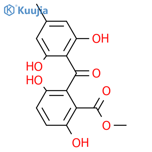 2',3,6,6'-Tetrahydroxy-4'-methylbenzophenone-2-carboxylic acid; Me ester structure