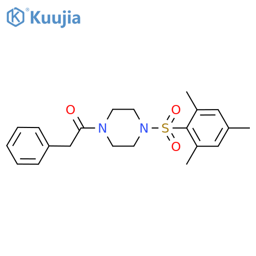 2-phenyl-1-4-(2,4,6-trimethylbenzenesulfonyl)piperazin-1-ylethan-1-one structure