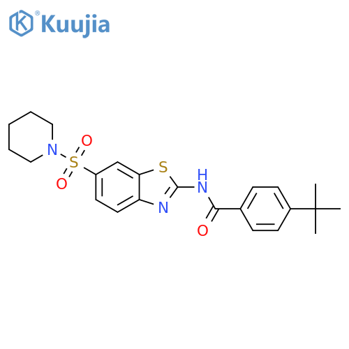 4-tert-butyl-N-6-(piperidine-1-sulfonyl)-1,3-benzothiazol-2-ylbenzamide structure