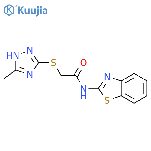 <br>N-(1,3-benzothiazol-2-yl)-2-[(5-methyl-4H-1,2,4-triazol-3-yl)sulfanyl]aceta mide structure