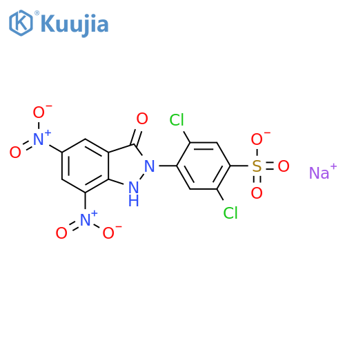 sodium 2,5-dichloro-4-(1,3-dihydro-5,7-dinitro-3-oxo-2H-indazol-2-yl)benzenesulphonate structure