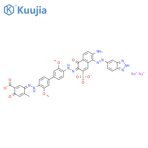 Benzoic acid,5-[2-[4'-[2-[6-amino-5-[2-(1H-benzotriazol-6-yl)diazenyl]-1-hydroxy-3-sulfo-2-naphthalenyl]diazenyl]-3,3'-dimethoxy[1,1'-biphenyl]-4-yl]diazenyl]-2-hydroxy-4-methyl-,sodium salt (1:2) structure