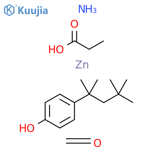 Propanoicacid,zincsalt,reactionproductswithformaldehyde-4-(1,1,3,3-tetramethylbutyl)phenolpolymer,ammoniumsalts structure