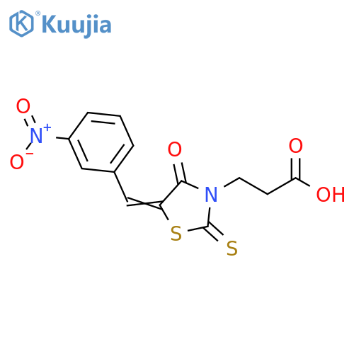 3-(5Z)-5-(3-nitrophenyl)methylidene-4-oxo-2-sulfanylidene-1,3-thiazolidin-3-ylpropanoic acid structure