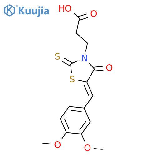 3-[(5Z)-5-(3,4-dimethoxybenzylidene)-4-oxo-2-thioxo-1,3-thiazolidin-3-yl]propanoic acid structure