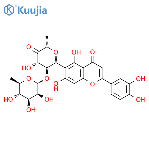 2-(3,4-Dihydroxyphenyl)-5,7-dihydroxy-6-[(2R,3S,4S,6S)-4-hydroxy-6-methyl-5-oxo-3-[(2R,3S,4S,5S,6R)-3,4,5-trihydroxy-6-methyloxan-2-yl]oxyoxan-2-yl]chromen-4-one structure