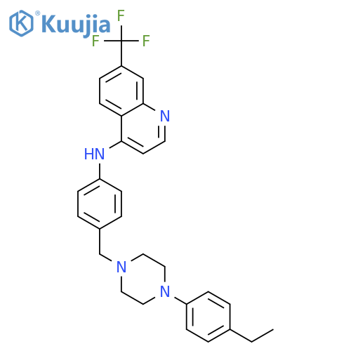 4-Quinolinamine,N-[4-[[4-(4-ethylphenyl)-1-piperazinyl]methyl]phenyl]-7-(trifluoromethyl)- structure
