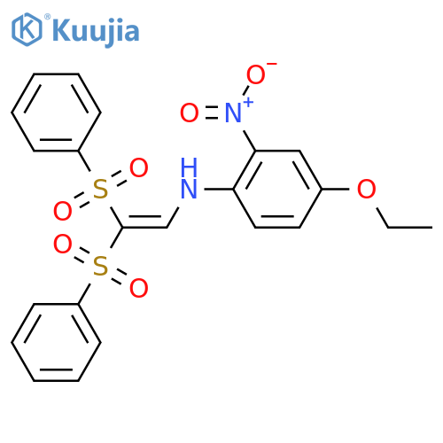 N-2,2-bis(benzenesulfonyl)ethenyl-4-ethoxy-2-nitroaniline structure