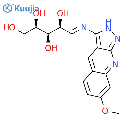 D-Xylitol, 1-deoxy-1-(7-methoxy-1H-pyrazolo[3,4-b]quinolin-3-ylimino)- structure