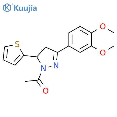1-[5-(3,4-dimethoxyphenyl)-3-thiophen-2-yl-3,4-dihydropyrazol-2-yl]ethanone structure