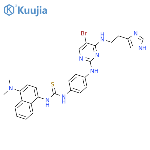 Thiourea,N-[4-[[5-bromo-4-[[2-(1H-imidazol-4-yl)ethyl]amino]-2-pyrimidinyl]amino]phenyl]-N'-[4-(dimethylamino)-1-naphthalenyl]- structure