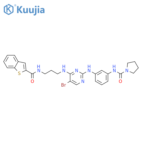 1-Pyrrolidinecarboxamide,N-[3-[[4-[[3-[(benzo[b]thien-2-ylcarbonyl)amino]propyl]amino]-5-bromo-2-pyrimidinyl]amino]phenyl]- structure