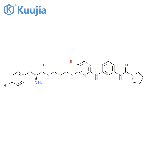 1-Pyrrolidinecarboxamide,N-[3-[[4-[[3-[[(2S)-2-amino-3-(4-bromophenyl)-1-oxopropyl]amino]propyl]amino]-5-bromo-2-pyrimidinyl]amino]phenyl]- structure