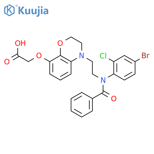 Acetic acid,[[4-[2-[benzoyl(4-bromo-2-chlorophenyl)amino]ethyl]-3,4-dihydro-2H-1,4-benzoxazin-8-yl]oxy]- structure