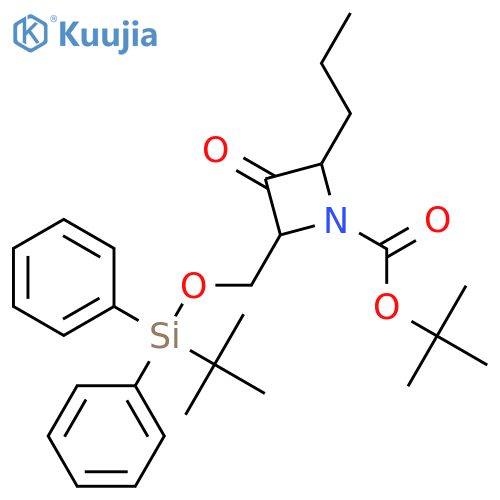 1-Azetidinecarboxylic acid,2-[[[(1,1-dimethylethyl)diphenylsilyl]oxy]methyl]-3-oxo-4-propyl-,1,1-dimethylethyl ester, (2S,4R)- structure