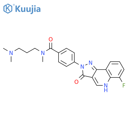 Benzamide,N-[3-(dimethylamino)propyl]-4-(6-fluoro-3,5-dihydro-3-oxo-2H-pyrazolo[4,3-c]quinolin-2-yl)-N-methyl- structure