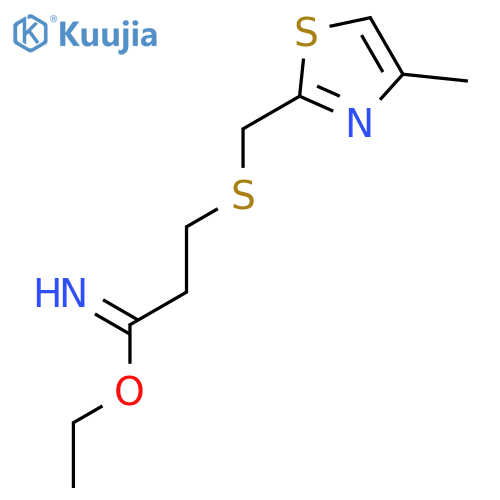 Propanimidic acid, 3-[[(4-methyl-2-thiazolyl)methyl]thio]-, ethyl ester structure
