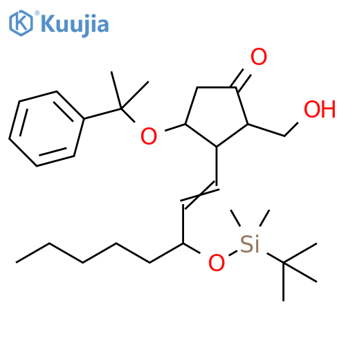 Cyclopentanone,3-[3-[[(1,1-dimethylethyl)dimethylsilyl]oxy]-1-octenyl]-2-(hydroxymethyl)-4-(1-methyl-1-phenylethoxy)- structure