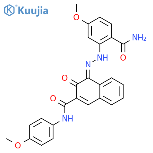 (4Z)-4-[2-(2-carbamoyl-5-methoxyphenyl)hydrazinylidene]-N-(4-methoxyphenyl)-3-oxo-3,4-dihydronaphthalene-2-carboxamide structure
