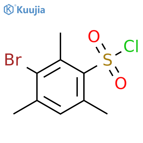 3-bromo-2,4,6-trimethylbenzene-1-sulfonyl chloride structure