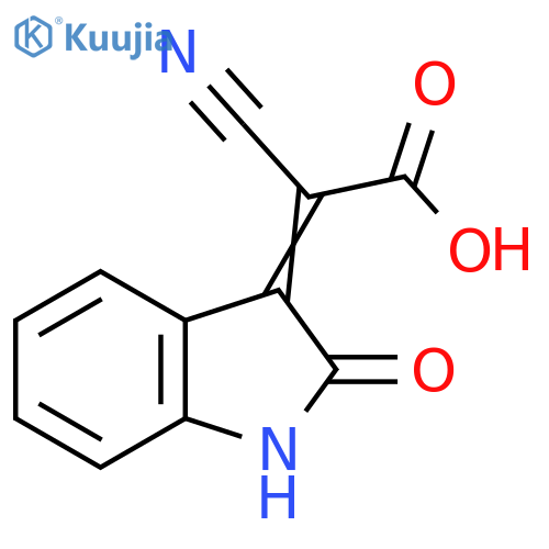 (E)-2-cyano-2-(2-oxoindolin-3-ylidene)acetic acid structure