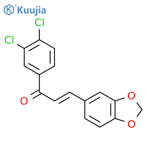 (2E)-3-(2H-1,3-benzodioxol-5-yl)-1-(3,4-dichlorophenyl)prop-2-en-1-one structure