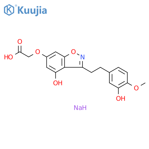 Acetic acid, 2-[[4-hydroxy-3-[2-(3-hydroxy-4-methoxyphenyl)ethyl]-1,2-benzisoxazol-6-yl]oxy]-, sodium salt (1:1) structure