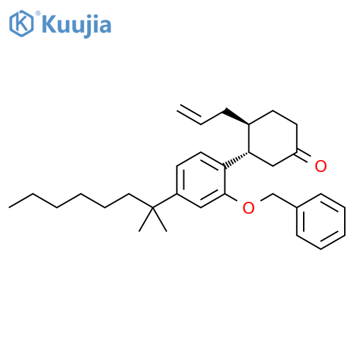 Cyclohexanone, 3-[4-(1,1-dimethylheptyl)-2-(phenylmethoxy)phenyl]-4-(2-propenyl)-, trans- (9CI) structure