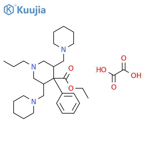 Ethyl 4-phenyl-3,5-bis(piperidin-1-ylmethyl)-1-propylpiperidine-4-carboxylate;oxalic Acid structure