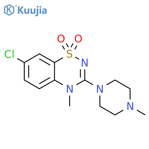 7-Chloro-4-methyl-3-(4-methyl-1-piperazinyl)-4H-1,2,4-benzothiadiazine  1,1-dioxide structure