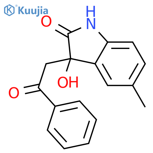 3-hydroxy-5-methyl-3-(2-oxo-2-phenylethyl)-1,3-dihydro-2H-indol-2-one structure