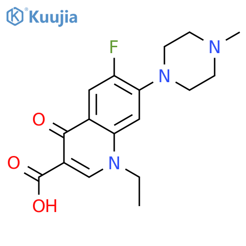 1-ethyl-6-fluoro-7-(4-methylpiperazin-1-yl)-4-oxo-1,4-dihydroquinoline-3-carboxylic acid structure