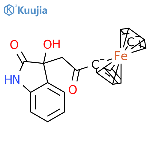 Iron(2+) cyclopenta-2,3,4,5-tetraen-2-id-1-yl 1-[(2,3-dihydroxy-3H-indol-3-yl)acetyl]cyclopenta-2,4-diyn-1-ide (1/1/1) structure