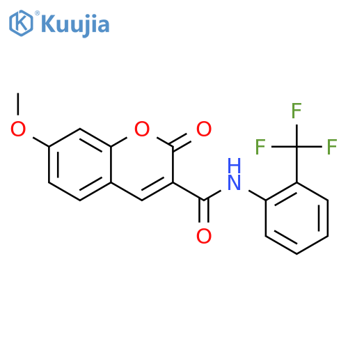 7-methoxy-2-oxo-N-[2-(trifluoromethyl)phenyl]-2H-chromene-3-carboxamide structure