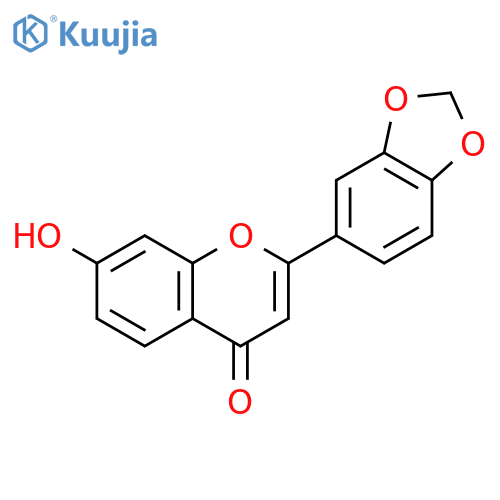 4H-1-Benzopyran-4-one, 2-(1,3-benzodioxol-5-yl)-7-hydroxy- structure