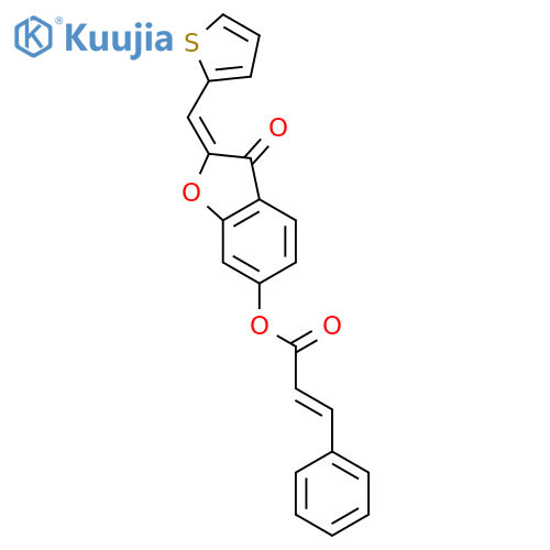 3-oxo-2-(thiophen-2-ylmethylidene)-2,3-dihydro-1-benzofuran-6-yl 3-phenylprop-2-enoate structure