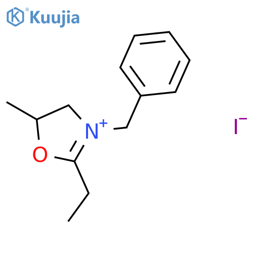 Oxazolium, 2-ethyl-4,5-dihydro-5-methyl-3-(phenylmethyl)-, iodide structure