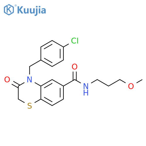 2H-1,4-Benzothiazine-6-carboxamide,4-[(4-chlorophenyl)methyl]-3,4-dihydro-N-(3-methoxypropyl)-3-oxo- structure