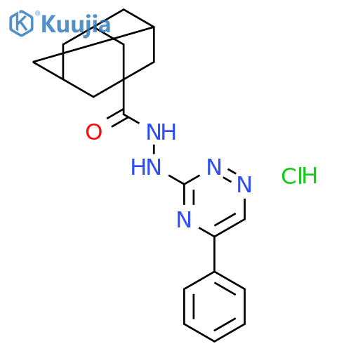 N'-(5-phenyl-1,2,4-triazin-3-yl)tricyclo[3.3.1.1~3,7~]decane-1-carbohydrazide hydrochloride structure