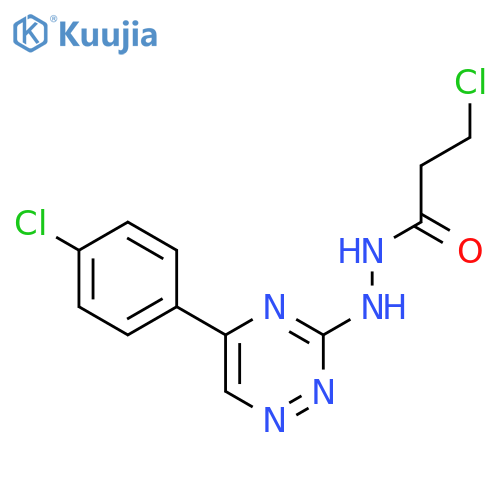 3-chloro-N'-[5-(4-chlorophenyl)-1,2,4-triazin-3-yl]propanehydrazide structure