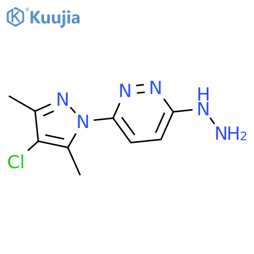3-(4-chloro-3,5-dimethyl-1H-pyrazol-1-yl)-6-hydrazinopyridazine structure