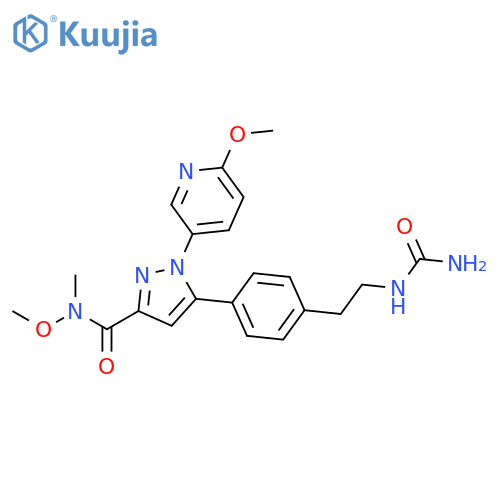 1H-Pyrazole-3-carboxamide,5-[4-[2-[(aminocarbonyl)amino]ethyl]phenyl]-N-methoxy-1-(6-methoxy-3-pyridinyl)-N-methyl- structure