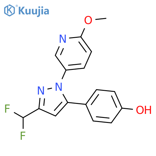 Phenol, 4-[3-(difluoromethyl)-1-(6-methoxy-3-pyridinyl)-1H-pyrazol-5-yl]- structure