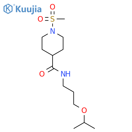 1-(methylsulfonyl)-N-[3-(propan-2-yloxy)propyl]piperidine-4-carboxamide structure